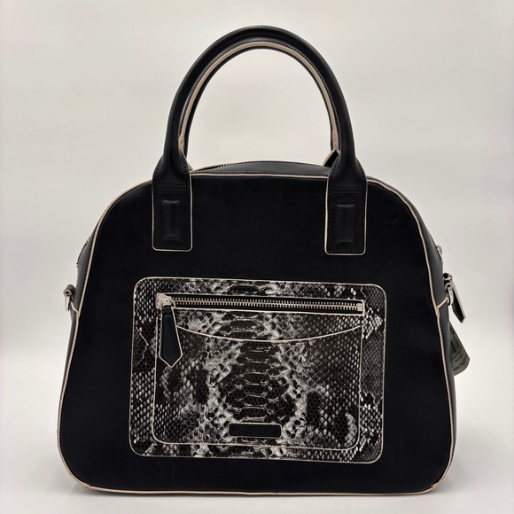 Vera Bradley Handbags - Vera Bradley Bowler Satchel Women OS Black NEW Snakeskin Faux Leather Handbag